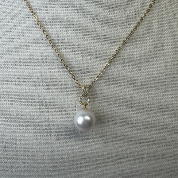 White Pearl Pendant Necklace Gold 925 - Picture 3 of 5